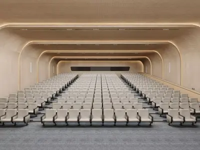 Modern Wood Auditorium Conference Hall 3D model