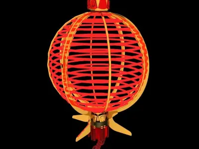 Chinese neon light Low-poly 3D model