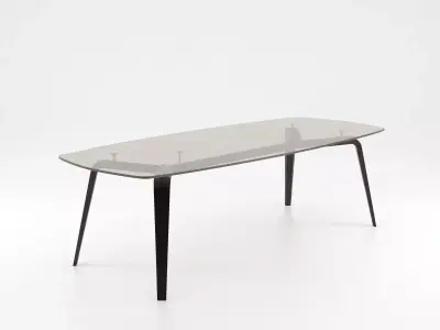 Gramercy table with legs and glass top 3D model