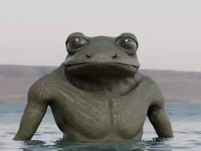 Frogman Character Rigged PBR 8K Textures version 4-0 Low-poly 3D model