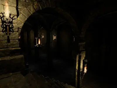 Modular Classic dungeon Low-poly 3D model