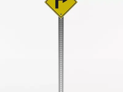 Right Turn Sign 3D model
