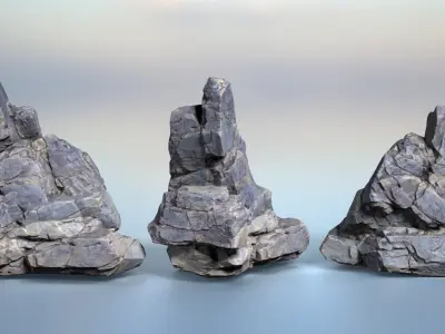6 Modular Cliff Rocks - 240830 Low-poly 3D model