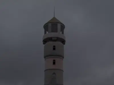 Lighthouse mosque under cloudy sky Free 3D model