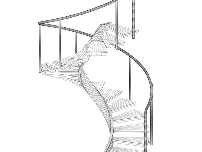 Black Metal Spiral Stairs 3D model
