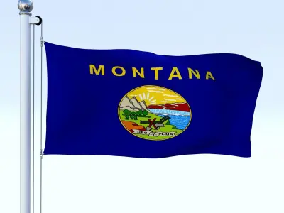 Animated Montana Flag Low-poly 3D model