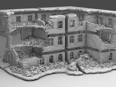 Destroyed house 3D print model