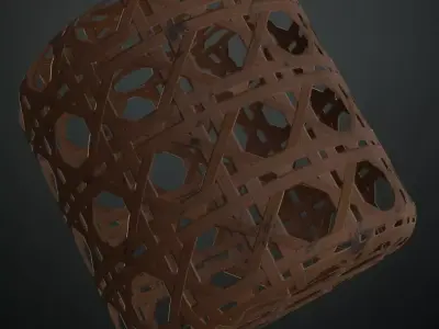 Vertical Bamboo Octagonal Weave PBR Seamless Texture