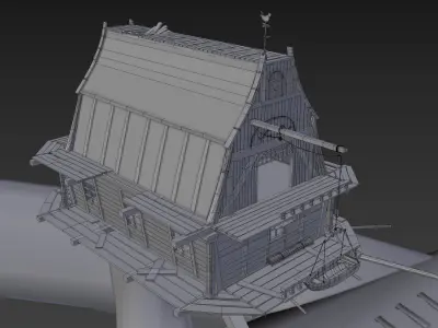 tale house in a tree house Low-poly 3D model