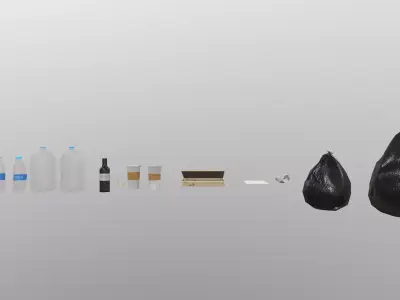 Low Poly Trashes bottles and cans Low-poly 3D model