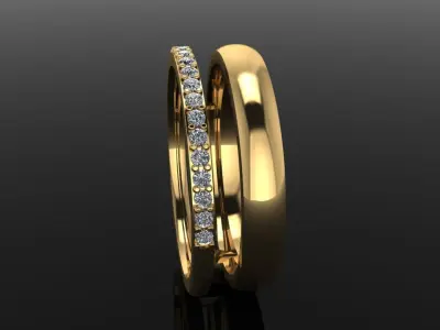 DOUBLE ROW STACK DIAMOND BAND RING SIZE 6 3D print model