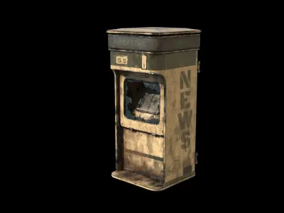 Newsstand old newspaper machine Low-poly 3D model