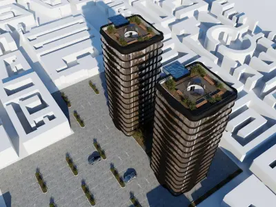 Modern Architectural visualization Low-poly 3D model