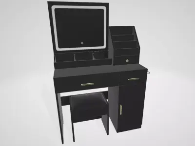 Table with Charging Station and Hair Dryer Rack 3D model