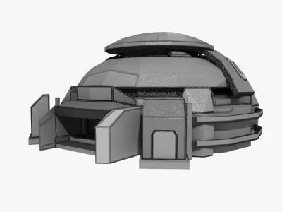 Low-poly Sci-fi Bunker Building Low-poly 3D model