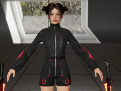 High Quality 3D Female Model Ready for Your Game  UE55 Low-poly 3D model