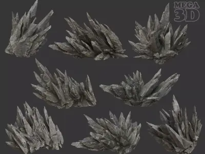 Spiky Black Rock 220626 - Ultra HD 16K Textures Low-poly 3D model