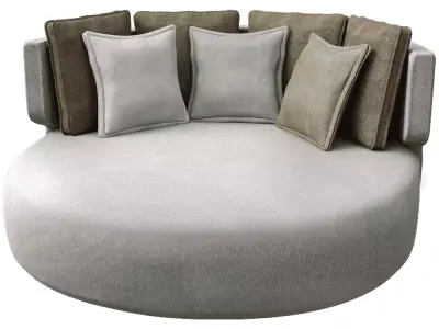Modern Round Lounge Sofa with Cushions 3D model