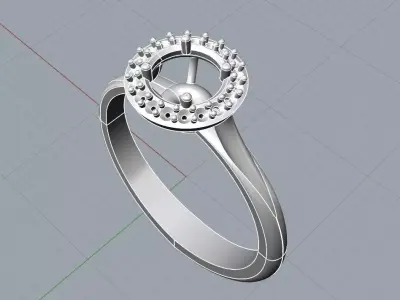 HALO RING SIZE 6 FOR A 5MM STONE AND 1MM SIDE STONES 3D print model