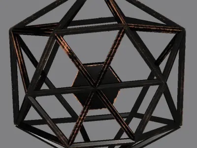 illuminators metal geometric shape with candle inside Low-poly 3D model