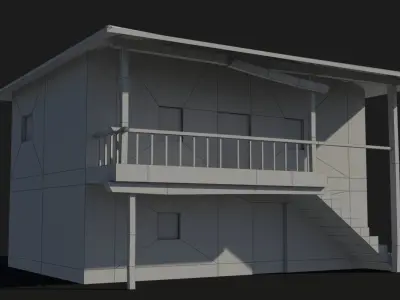 Slum g concrete house Low-poly 3D model