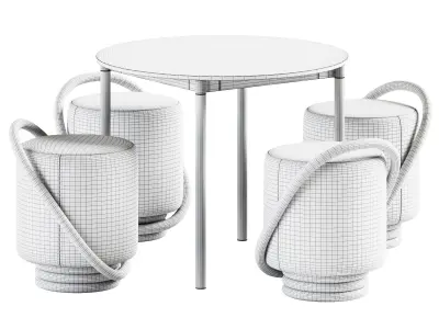 Base Round Table by Muuto and Smile Pouf Porada Milia Shop 3D model