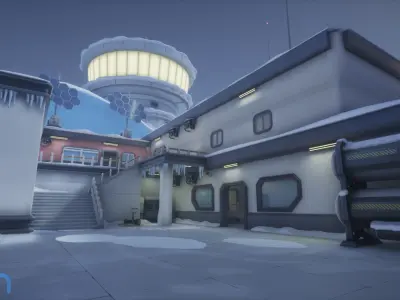 Stylized Arctic Base Low-poly 3D model