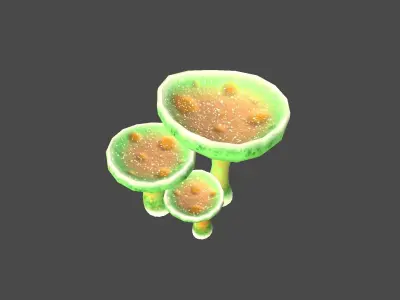 Fantasy Mushroom J09 Green Orange - Scene Backdrop Design Low-poly 3D model