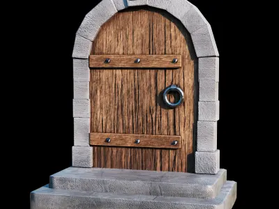 Medieval-style door Low-poly 3D model