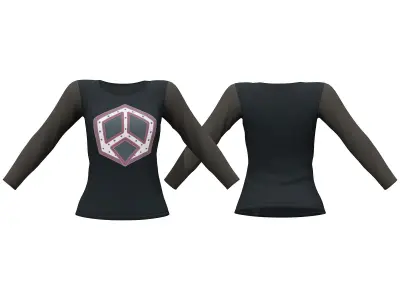 6in1 Black Street Fashion Outfit Low-poly 3D model