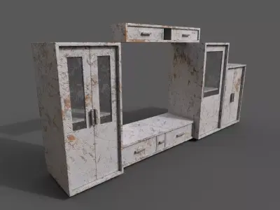 Set Old Modern Furniture 3D Model Low-poly 3D model