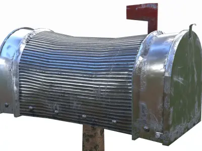 Old silver Mailbox Lowpoly Low-poly 3D model