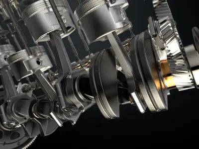  V8 Engine Working Animated 
