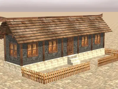 Complete Low Poly Medieval House Pack for 3D Games and Projects Low-poly 3D model