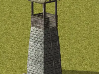 Guard tower 02 low poly Low-poly 3D model