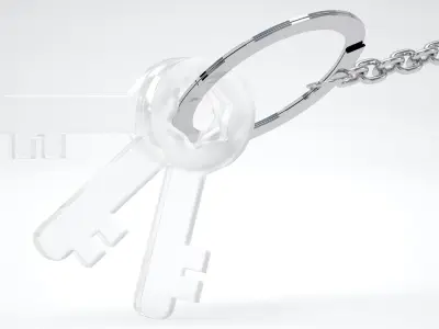 Keychain with Frosted Glass Keys 3D model