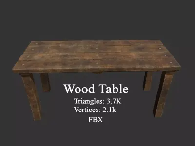 Wood Table Low-poly 3D model