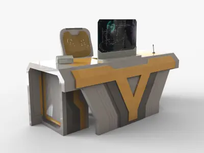 Futuristic Desk Low-poly 3D model