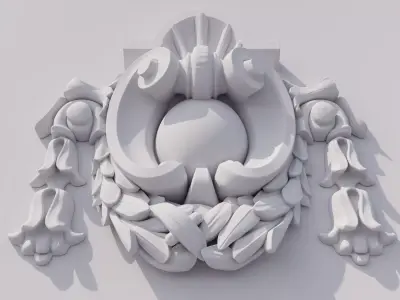 Custom made cartouche baroque architecture detail 3D model