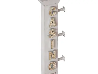 Casino Cinema Advertising Illuminated Sign 3D model