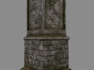 pillar 3 set of four stone columns Low-poly 3D model