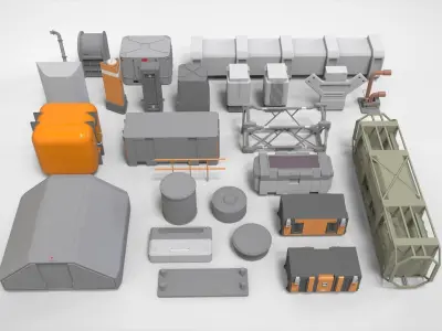 Sci-Fi architecture Elements collection 30 3D model