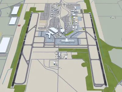 Sacramento International Airport 10km Low-poly 3D model