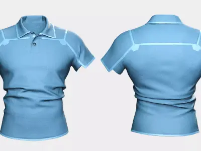 Light Blue Polo Shirt - Game Ready 3D Clothing Low-poly 3D model