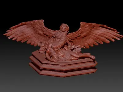 Angel statue with Jesus Improved 3D model