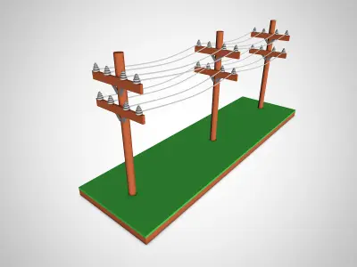 Cartoon Power Lines 3D model