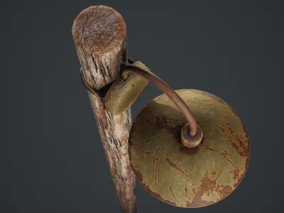 Old Wood Lamp Post Low-poly 3D model