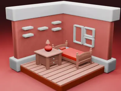 low poly room Free low-poly 3D model