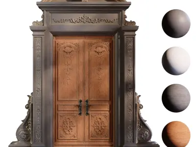 Classic Wood Entrance 930 Low-poly 3D model
