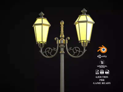 Street lamp Free low-poly 3D model 7